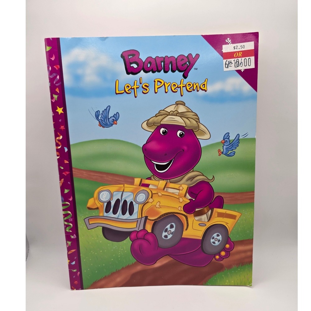 Vintage 2001 Barney Lets Pretend Coloring Activity Book Lyrick Publishing Kids